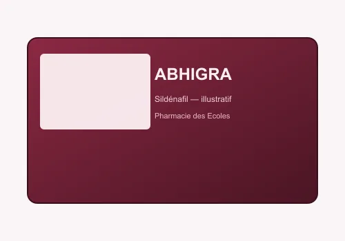 Boîte Abhigra sildénafil, visuel illustratif sur fond neutre