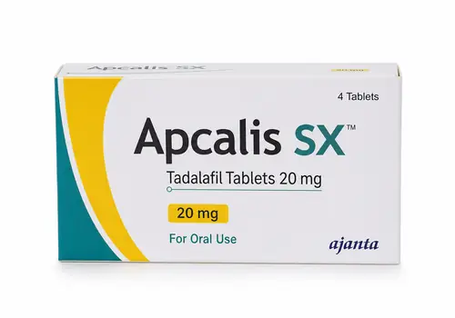 Boîte Apcalis SX tadalafil, visuel illustratif sur fond blanc