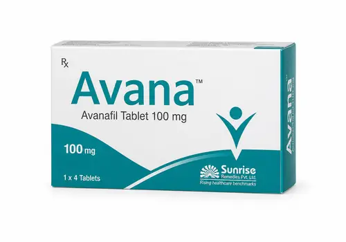 Boîte Avana avanafil, visuel illustratif sur fond blanc