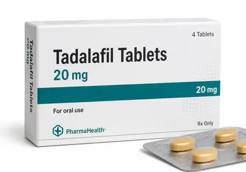 Illustration boîte Cialis générique au tadalafil sur fond blanc