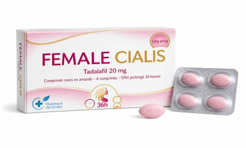 Illustration type Female Cialis tadalafil et Pharmacie des Ecoles sur fond blanc