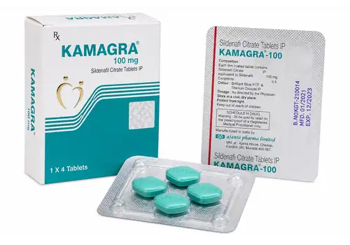 Illustration gamme Kamagra, comprimés au citrate de sildénafil sur fond blanc