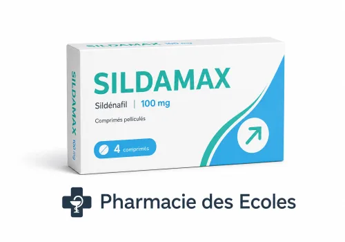 Visuel Sildamax et Pharmacie des Ecoles sur fond blanc