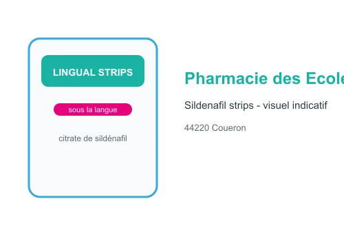 Visuel indicatif Sildenafil Lingual Strips bandelettes sublinguales Pharmacie des Ecoles fond blanc