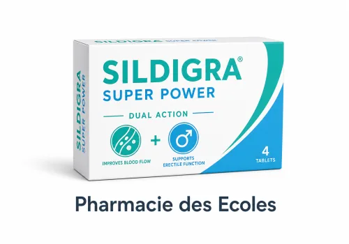 Visuel Sildigra Super Power et Pharmacie des Ecoles sur fond blanc