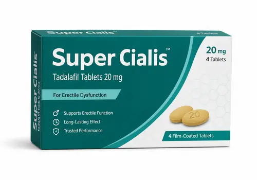Boîte illustrative Super Cialis sur fond blanc