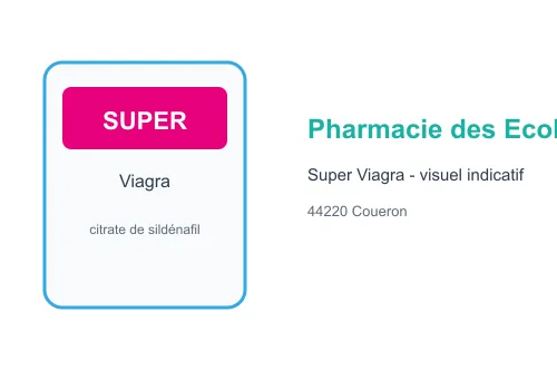 Visuel indicatif Super Viagra citrate de sildénafil Pharmacie des Ecoles fond blanc