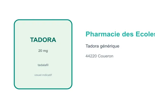 Visuel indicatif Tadora tadalafil Pharmacie des Ecoles fond blanc