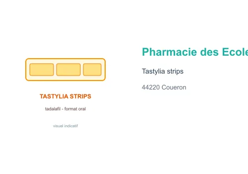 Visuel indicatif Tastylia strips tadalafil Pharmacie des Ecoles fond blanc