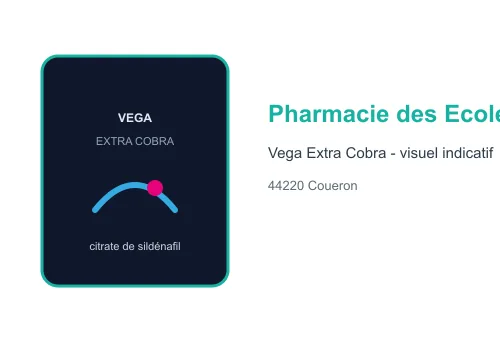 Visuel indicatif Vega Extra Cobra sildénafil Pharmacie des Ecoles fond blanc