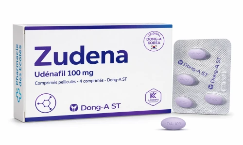 Illustration type Zudena udenafil et Pharmacie des Ecoles sur fond blanc